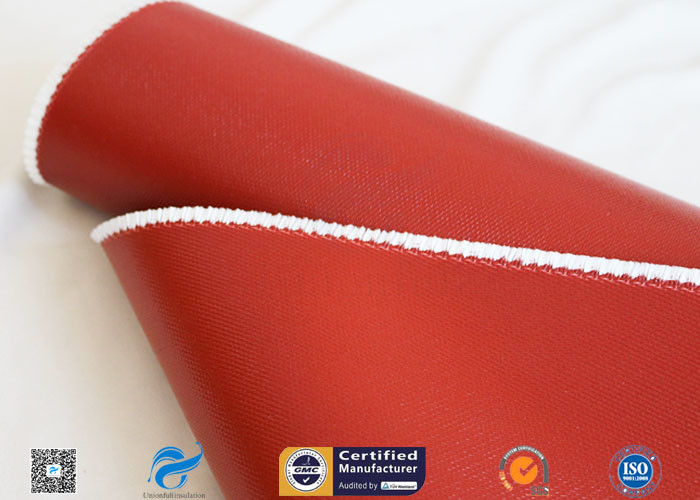 1010gsm Glossy Red Silicone Coated Fiberglass Fabric For Engine Insulation Parts