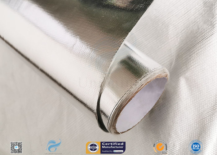 Aluminium Foil Laminated Silver Coated Fabric Flame Retardant 4HS Heat Reflective